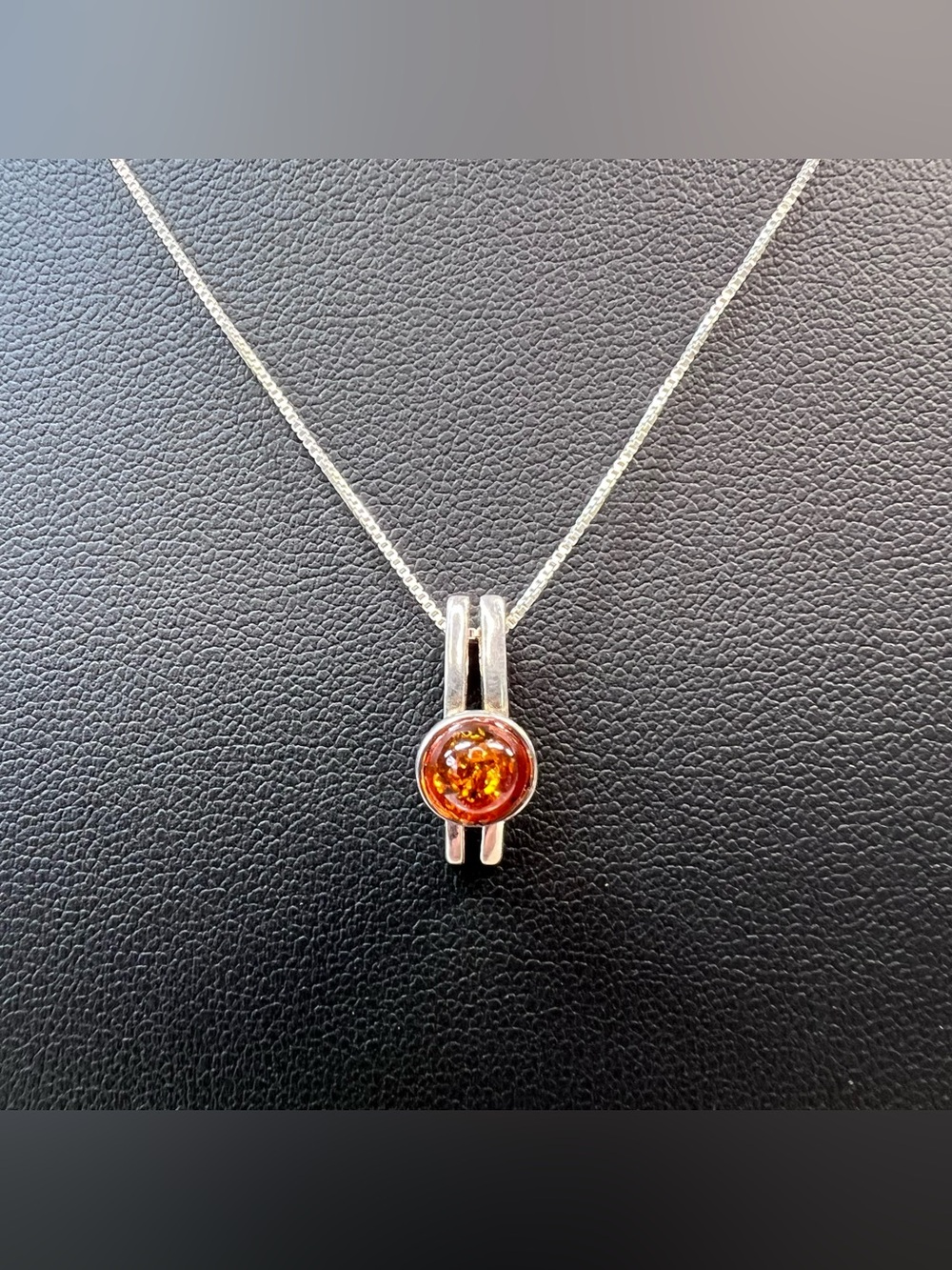Sterling Silver Modernist Amber Necklace